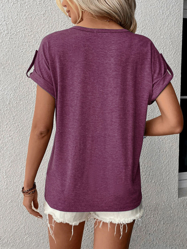 Women’s Knit Short Sleeve Half Cardigan T-Shirt