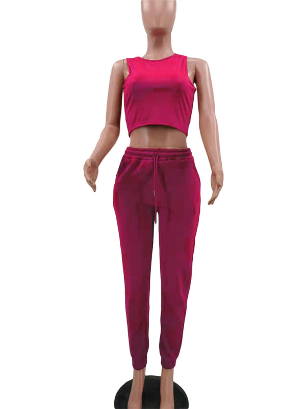 Women’s Knitted Casual Sports Fleece Hooded Three-piece Suit