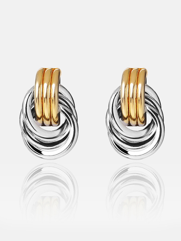 Women’s knotted multi-layered geometric dangling earrings