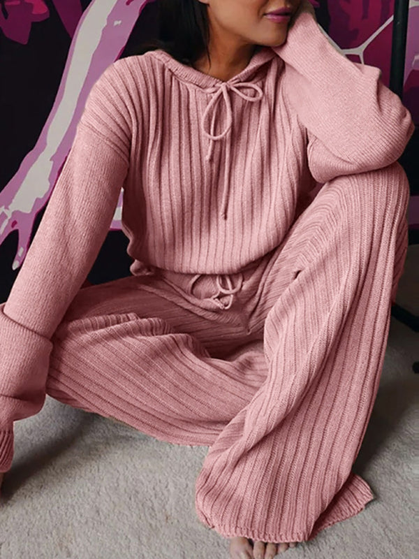 Women’s Long Sleeve Loose Hooded Casual Suit - Pink / S