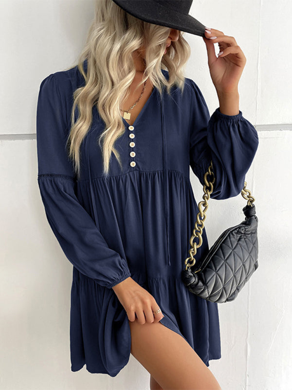 Women’s long-sleeved green autumn and winter solid color foreign trade dress - Champlain color / S