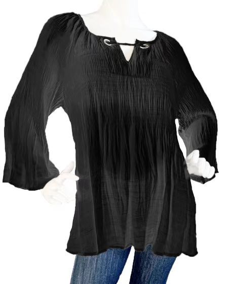 Women’s long-sleeved stripe pleats blouse