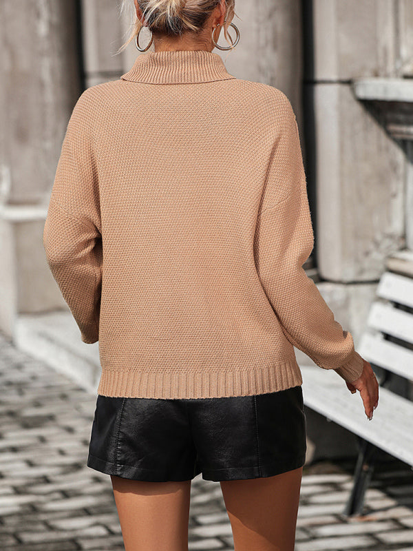 Women’s Loose Fringed Sweater Knit Turtleneck Sweater