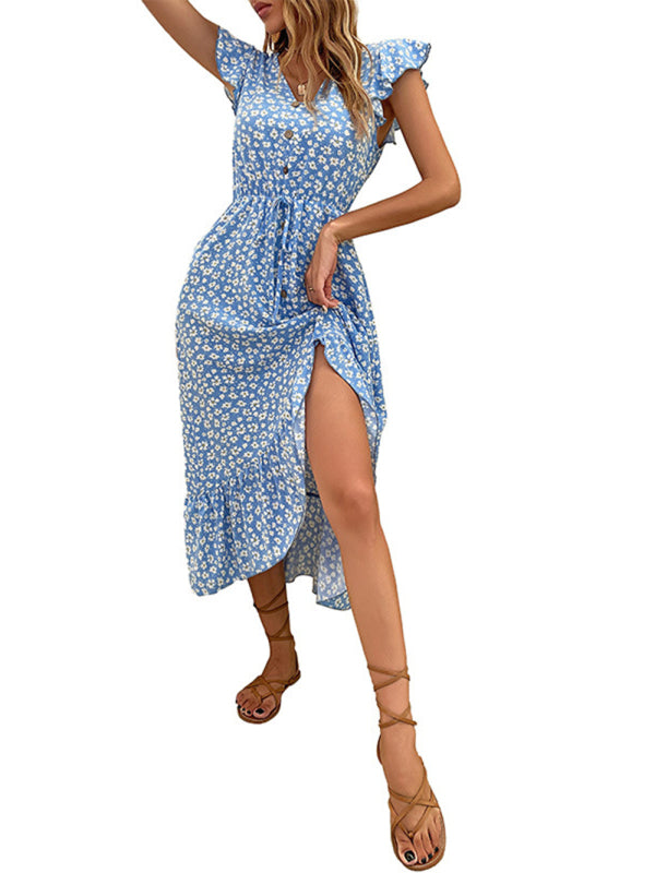 Women’s New Fashion Irregular Printed Dress Mid Length
