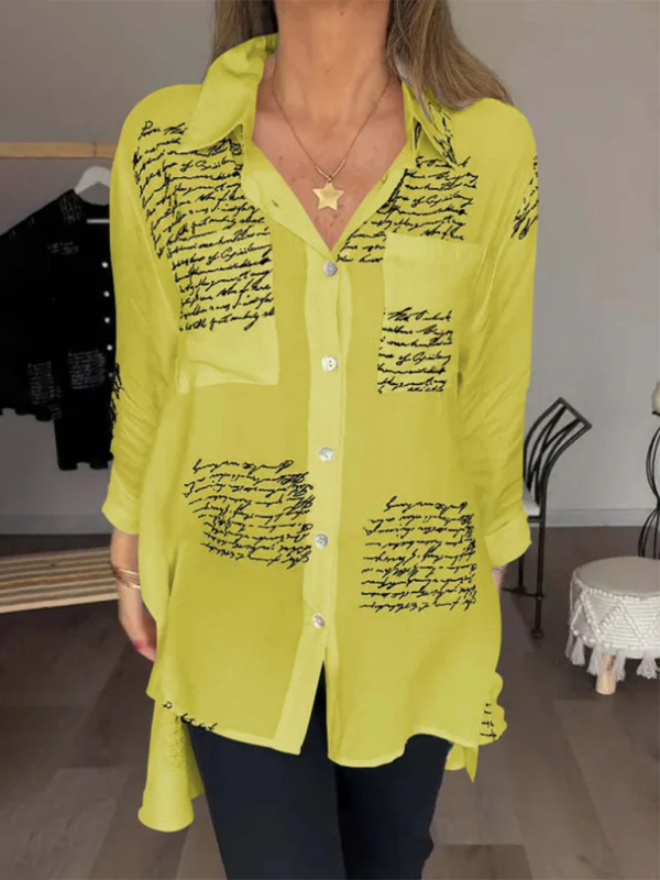 Women’s New Fashion Letter Printed Shirt - Yellow / S