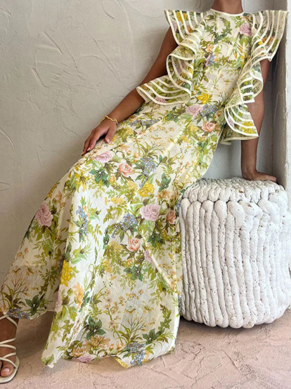 Women’s new sexy backless printed strappy dress
