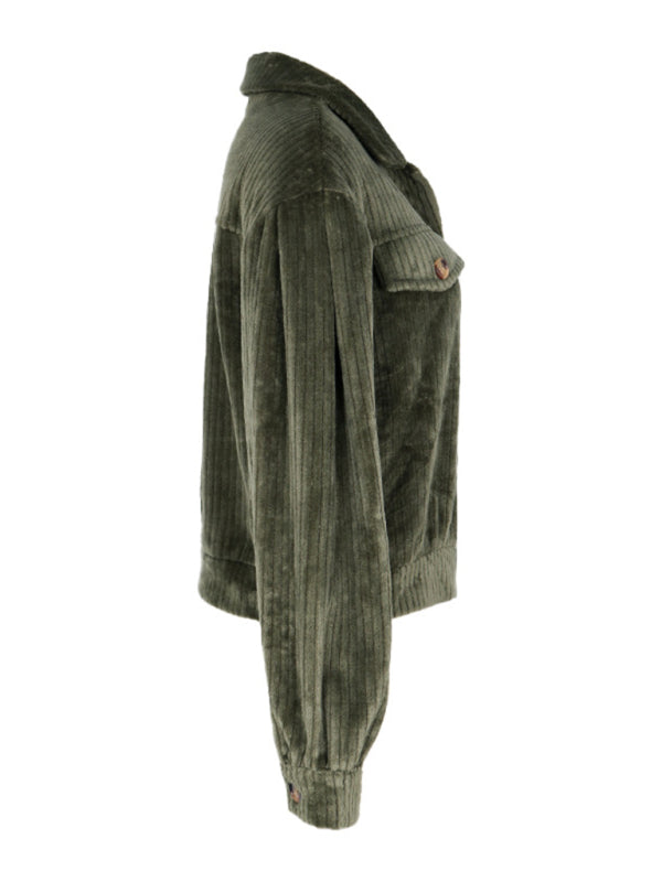 Women’s New Solid Color Plush Casual Short Jacket