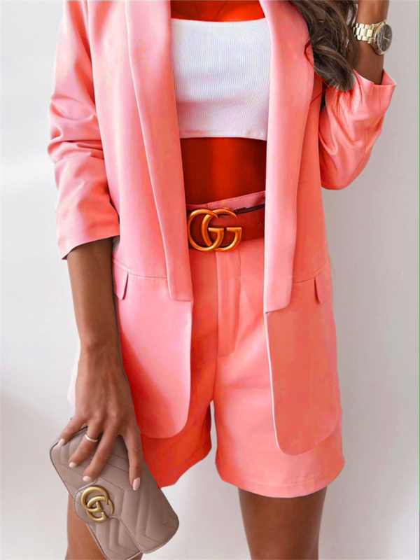 Women’s New Solid Color Small Suit Long Sleeve Top - Lotus root Pink / S