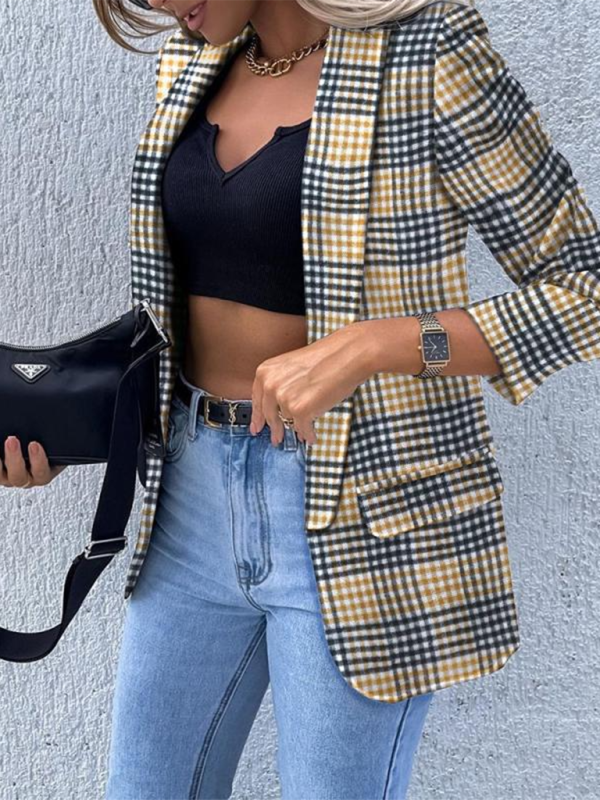 Women’s New Solid Color Small Suit Long Sleeve Top - Pattern1 / S