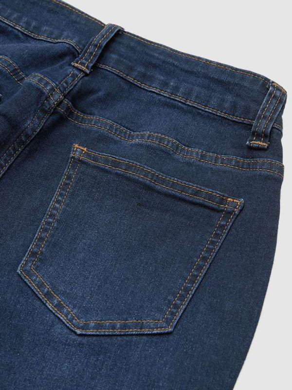 Women’s new stretch slim fit spliced high waist flared denim trousers