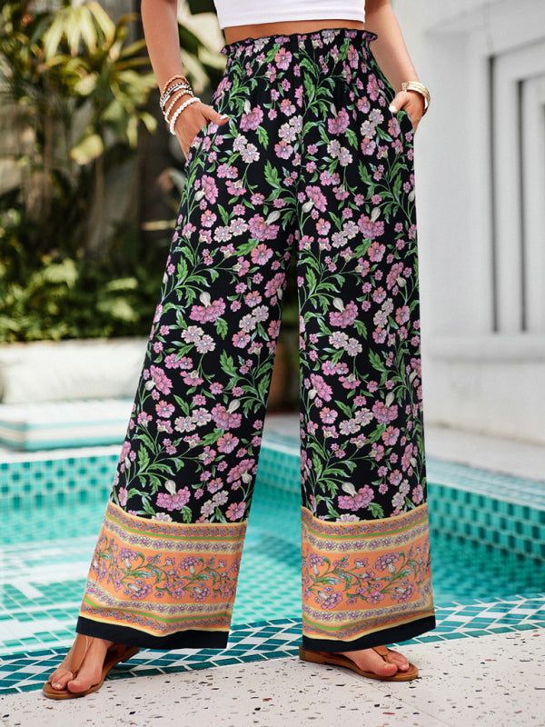Women’s New Style Casual Printed Trousers - Black / S
