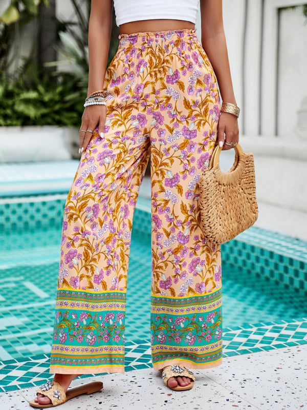 Women’s New Style Casual Printed Trousers - Orange / S