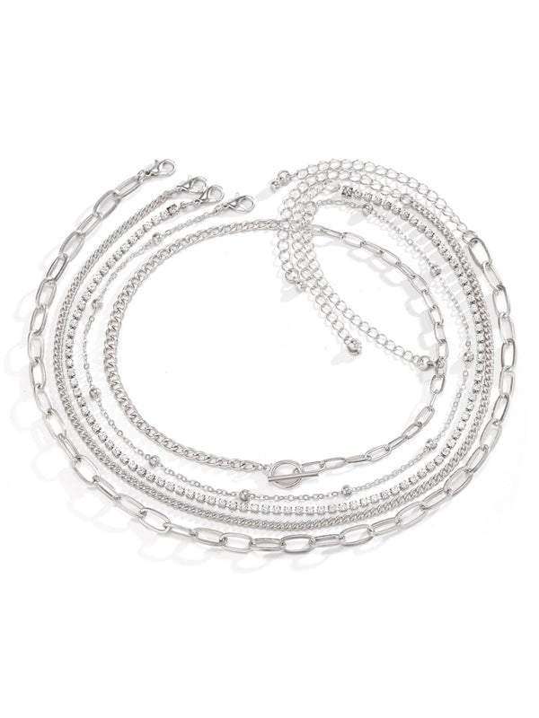 Women’s new style personalized simple geometric OT buckle round bead multi-layer bracelet necklace