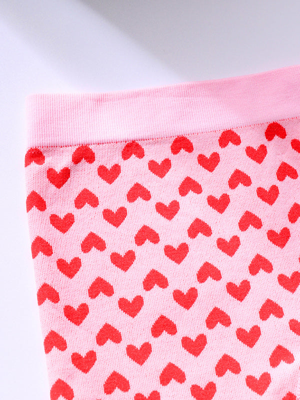 Women’s New Valentine’s Day Red Love Underwear Wireless Bra and Boxer Briefs Set