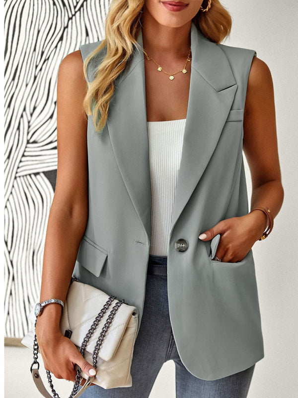 Women’s OL temperament commuting suit vest - Green / S