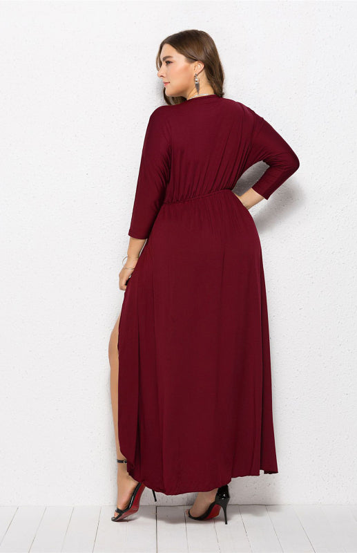 Women’s Plus Size Solid Deep V Dress