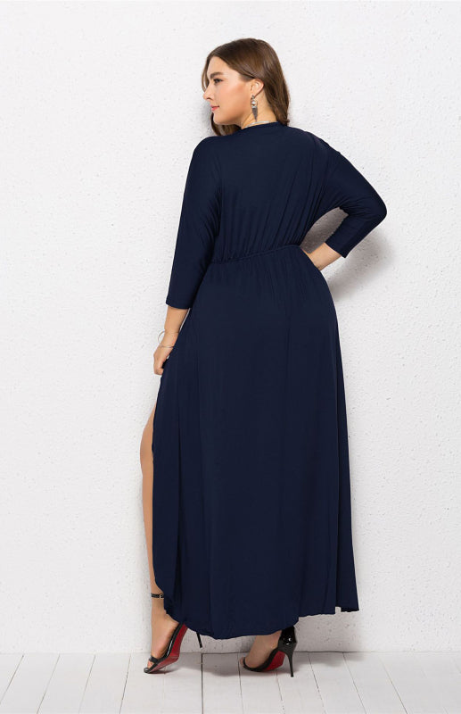 Women’s Plus Size Solid Deep V Dress