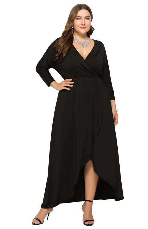 Women’s Plus Size Solid Deep V Dress - Purplish blue navy / XL