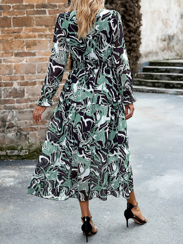 Women’s Printed Casual Vacation Printed V-Neck Dress