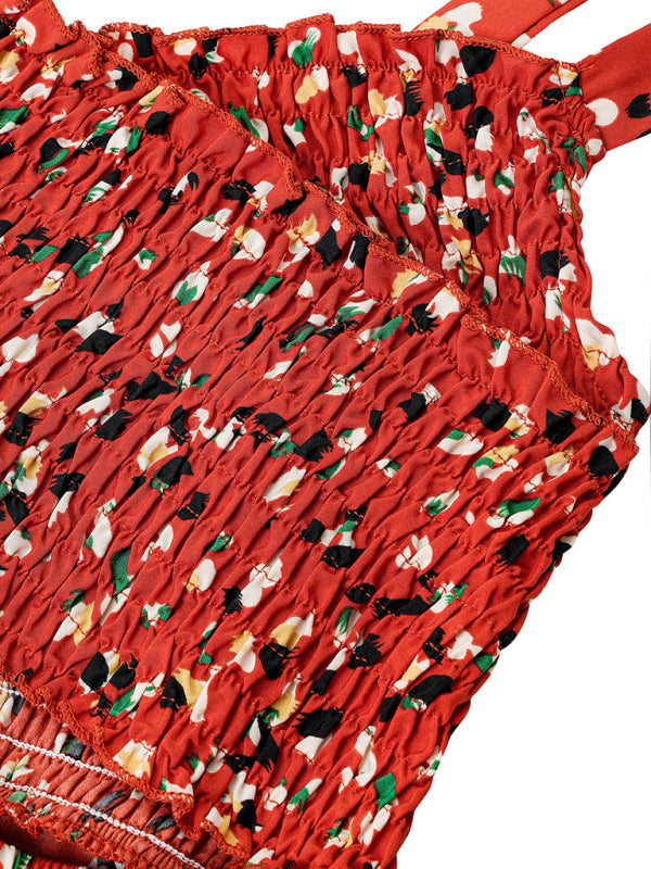 Women’s Printed Hollow Tie-Strap Dress