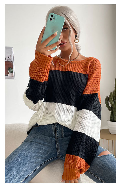 Women's pullover fashion trendy women's sweater top - Closther