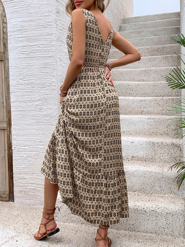 Women’s Resort Diamond Print Sleeveless Dress