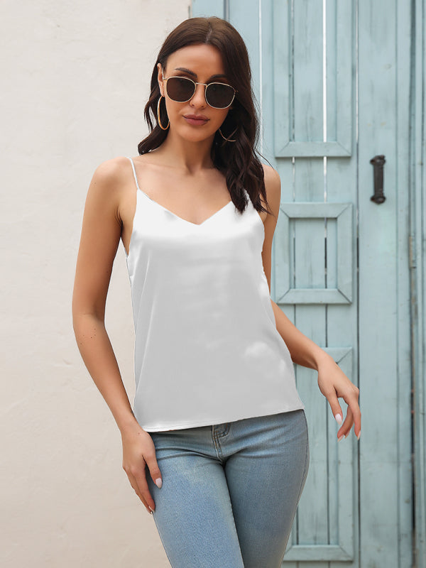 Women’s Satin imitation silk V-neck small suspender vest
