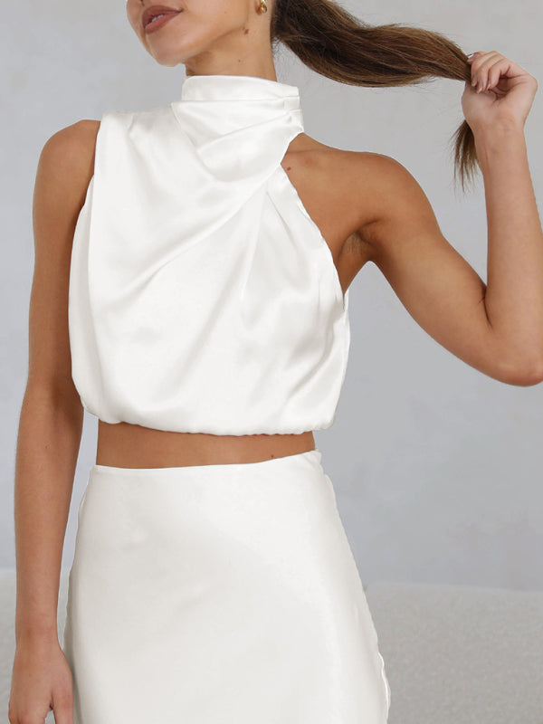 Women’s sexy bib top drape skirt elegant two-piece set