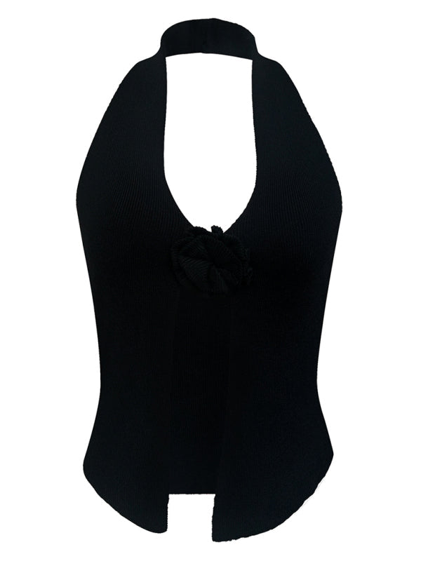 Women’s Sexy Wool Halter Neck Rabbit Fleece Vest