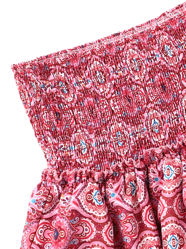 Women’s skirt pleated skirt ruffled printed skirt fashionable floral short skirt
