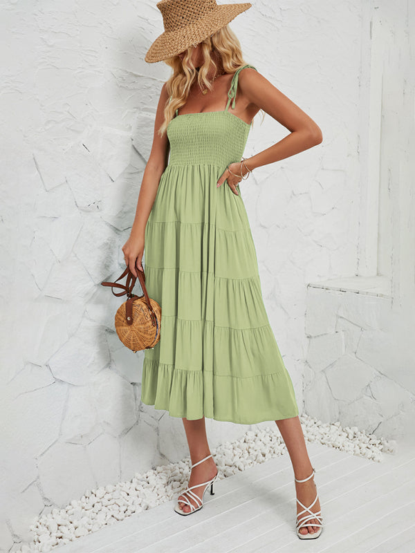 Women’s sleeveless hottie long suspender dress - Grass green / S