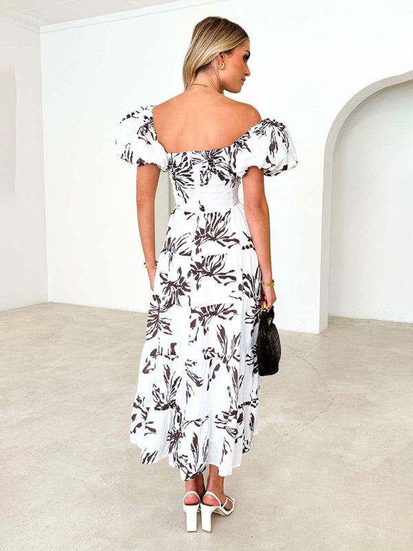 Women’s Slim Fit Printed Puff Sleeve Swing Dress