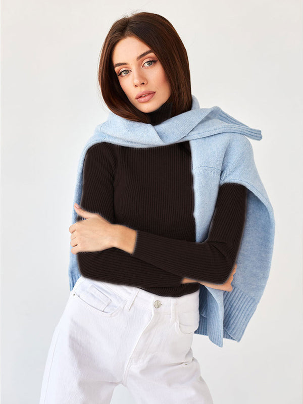 Women’s slim high collar long sleeve pullover sweater
