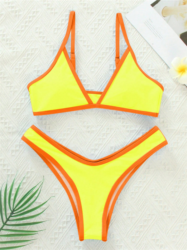 Women’s Solid Color Bikini Sexy Sports Contrast Color Bikini