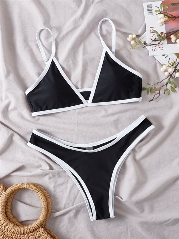 Women’s Solid Color Bikini Sexy Sports Contrast Color Bikini