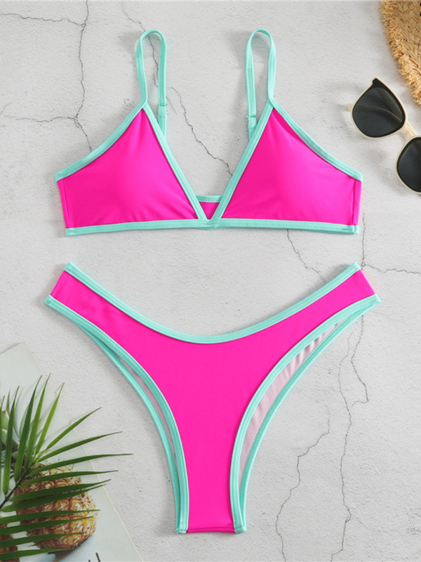 Women’s Solid Color Bikini Sexy Sports Contrast Color Bikini