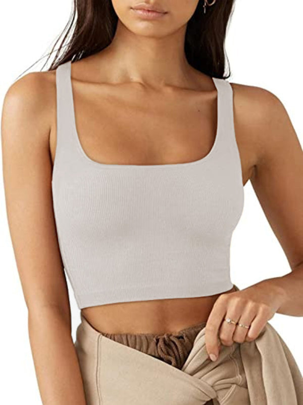 Women’s solid color casual thread short vest