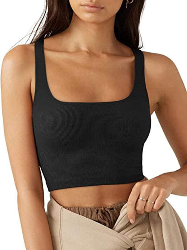 Women’s solid color casual thread short vest