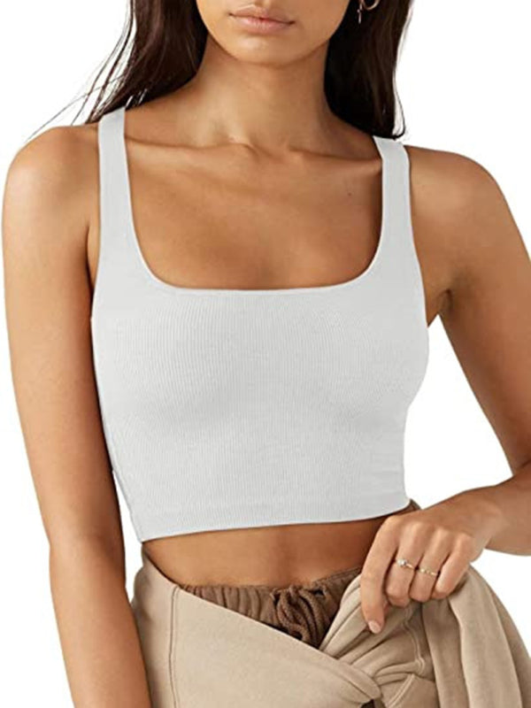 Women’s solid color casual thread short vest