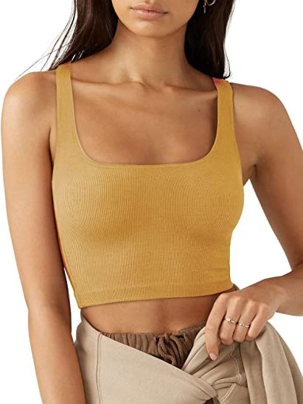 Women’s solid color casual thread short vest