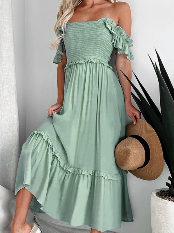 Women’s solid color halter back midi dress