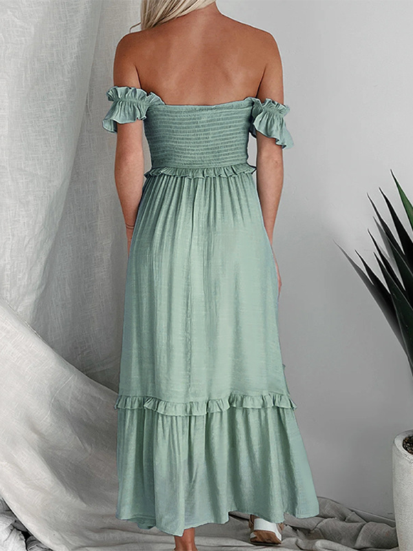 Women’s solid color halter back midi dress