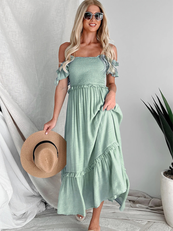 Women’s solid color halter back midi dress