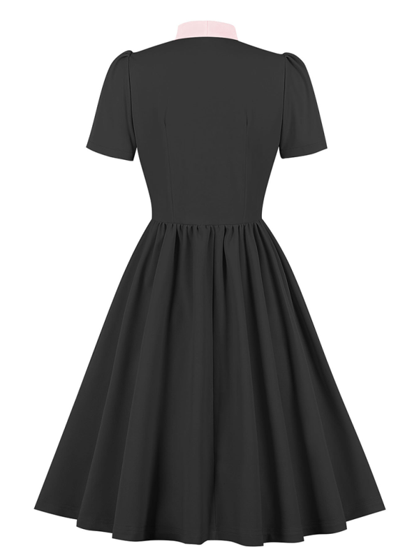 Women’s solid color lace-up swing dress