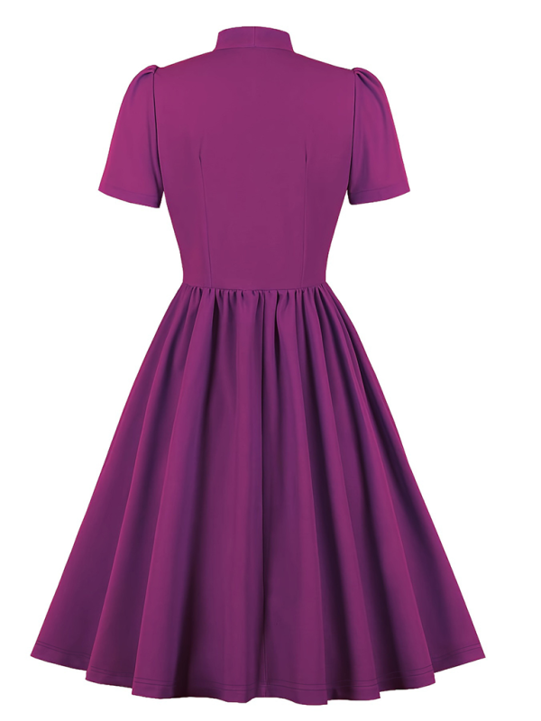 Women’s solid color lace-up swing dress