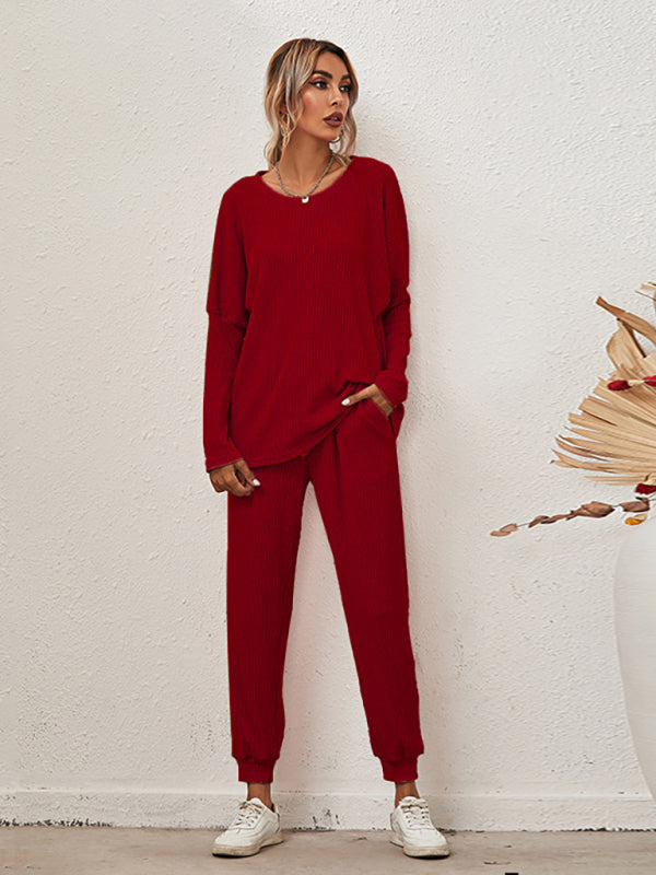 Women’s Solid Color Long Sleeve Loose Casual Suit