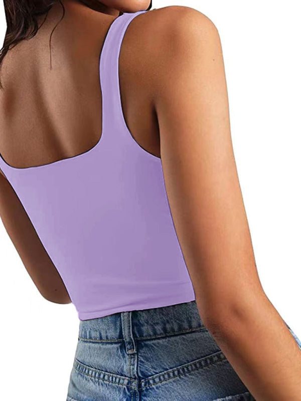 Women’s solid color sexy trendy midriff-baring short vest