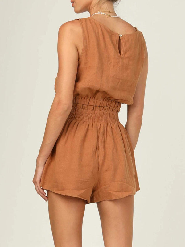 Women’s Solid Color Sleeveless Bolero Casual Fashion High Waist Straight Fit Suit
