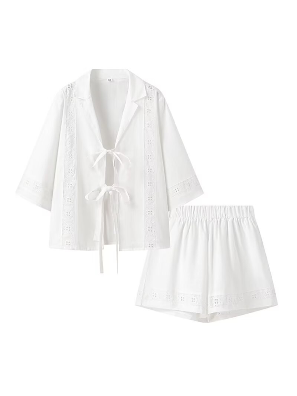 Women’s strappy hollow short-sleeved top + shorts set