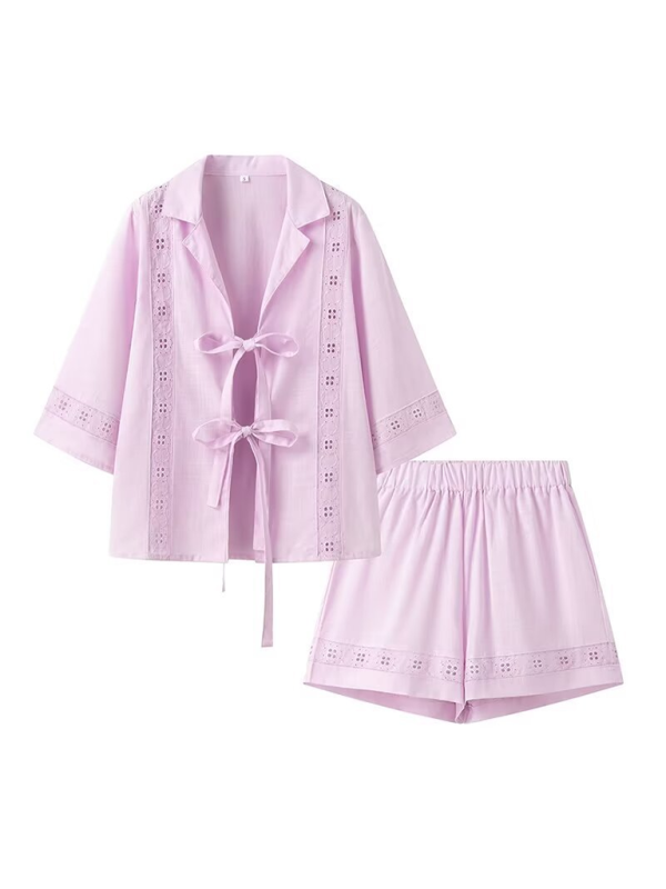 Women’s strappy hollow short-sleeved top + shorts set